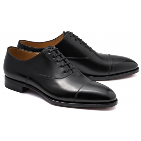 Size 43 Black Cap-Toe Oxford Mens Italian Dress Shoes