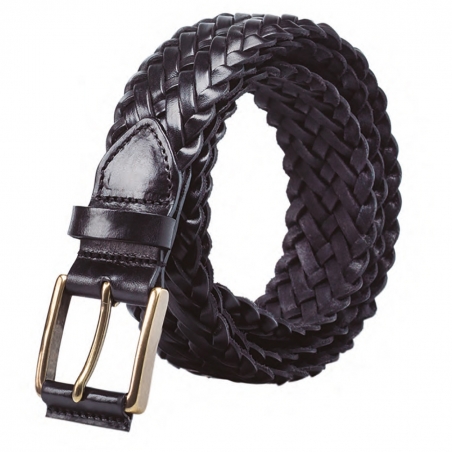Braided belt in black leather | Quality full grain leather | Skolyx